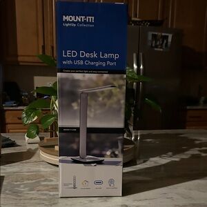 LED Desk Lamp with USB Charging Port - Gray